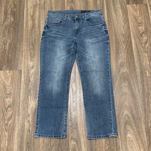 TK Axel Jeans Men's 32x30 Medium Wash Slim Straight Faded Stretch Denim Grunge - Picture 1 of 9